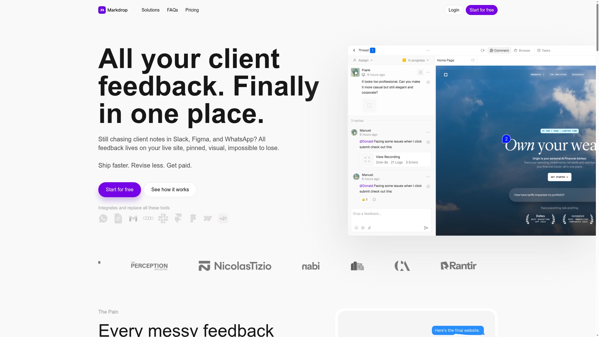 Markdrop homepage on desktop.